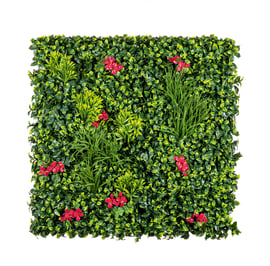 1x1m Artificial Living Wall Privet Grass and Red Jasmine