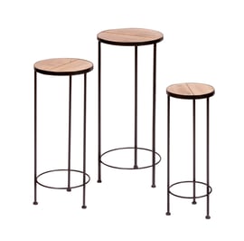 Set of 3 Wood Effect Bateaux Plant Stands L66cm. M59cm. S52cm.