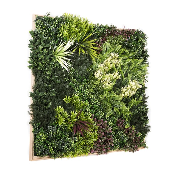 1x1m Artificial Living Wall Art in Frame Emerald Skye