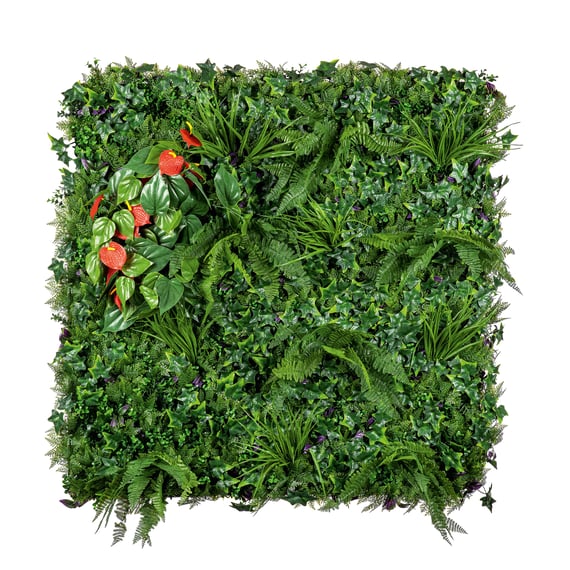 1x1m Artificial Living Wall Ivy Fern and Anthurium