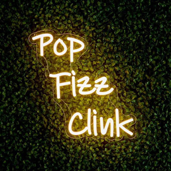 31cm LED Low Voltage Neon Wall Sign - Pop Fizz Clink