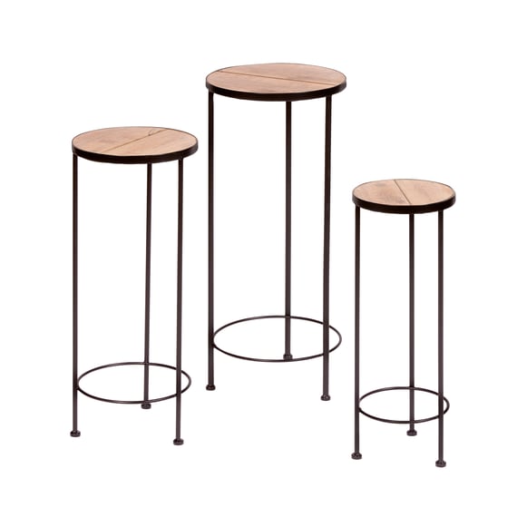 Set of 3 Wood Effect Bateaux Plant Stands L66cm. M59cm. S52cm.